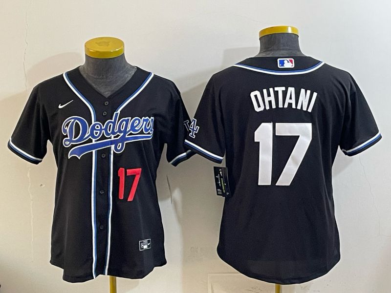 Women Nike 2026 Los Angeles Dodgers #17 Ohtani Black Game MLB Jersey 04->women mlb jersey->Women Jersey